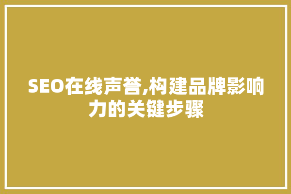 SEO在线声誉,构建品牌影响力的关键步骤