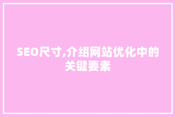SEO尺寸,介绍网站优化中的关键要素 云服务