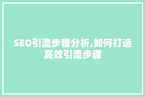 SEO引流步骤分析,如何打造高效引流步骤