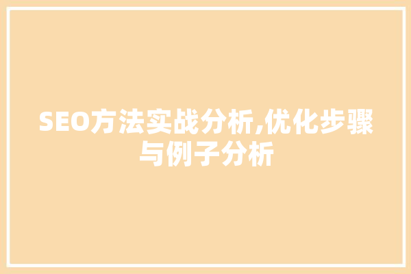 SEO方法实战分析,优化步骤与例子分析 智能助手