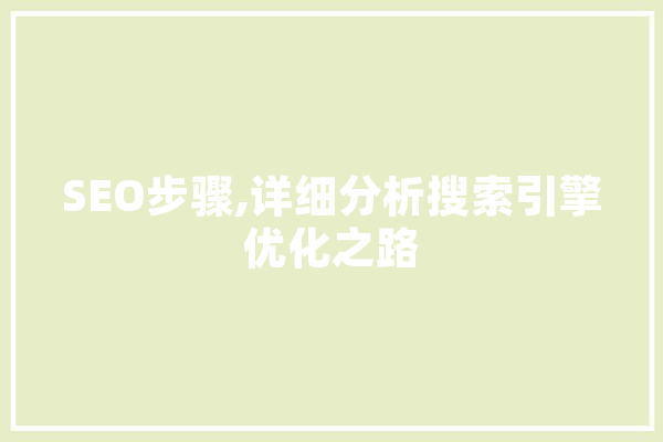 SEO步骤,详细分析搜索引擎优化之路