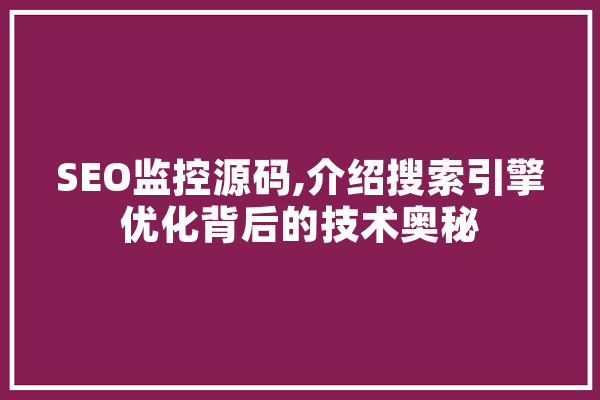 SEO监控源码,介绍搜索引擎优化背后的技术奥秘