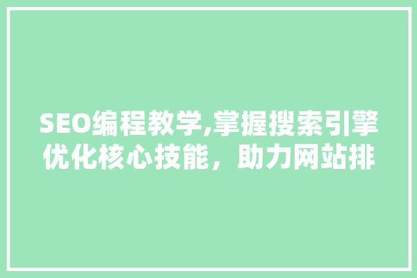 SEO编程教学,掌握搜索引擎优化核心技能，助力网站排名提升