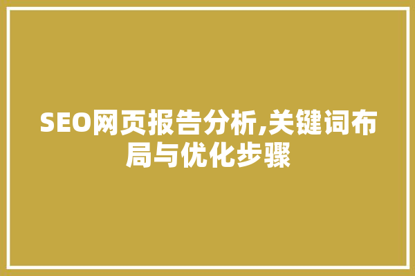 SEO网页报告分析,关键词布局与优化步骤