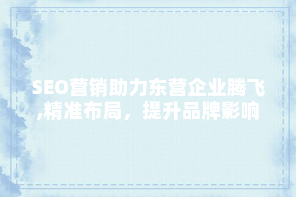 SEO营销助力东营企业腾飞,精准布局，提升品牌影响力