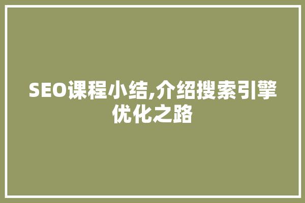 SEO课程小结,介绍搜索引擎优化之路