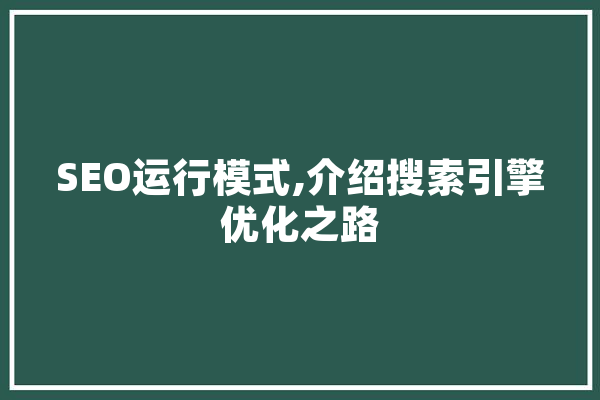 SEO运行模式,介绍搜索引擎优化之路