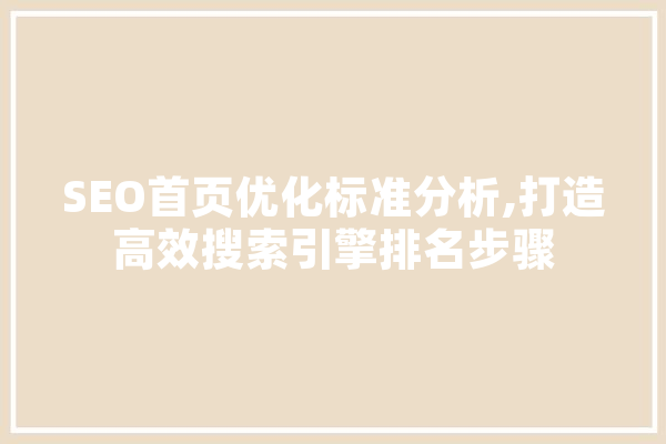 SEO首页优化标准分析,打造高效搜索引擎排名步骤