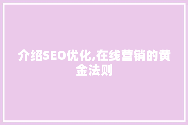 介绍SEO优化,在线营销的黄金法则