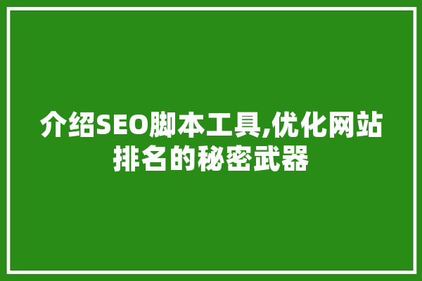 介绍SEO脚本工具,优化网站排名的秘密武器
