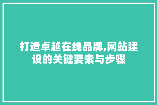 打造卓越在线品牌,网站建设的关键要素与步骤