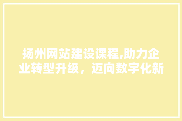 扬州网站建设课程,助力企业转型升级，迈向数字化新时代