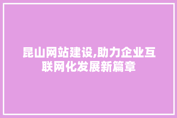 昆山网站建设,助力企业互联网化发展新篇章