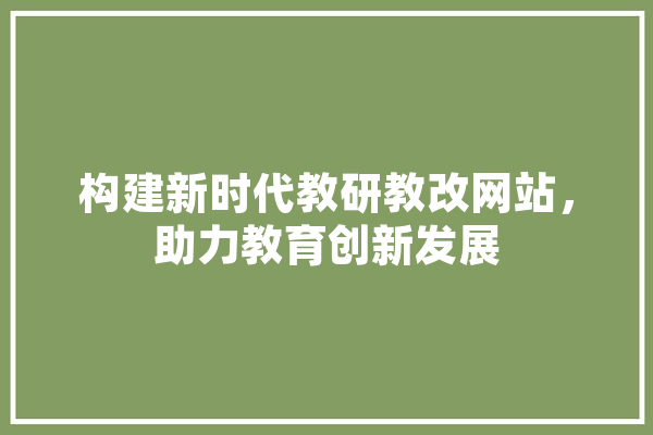 构建新时代教研教改网站，助力教育创新发展