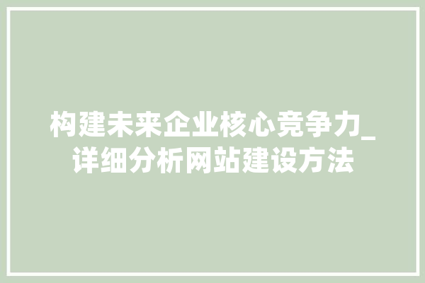 构建未来企业核心竞争力_详细分析网站建设方法