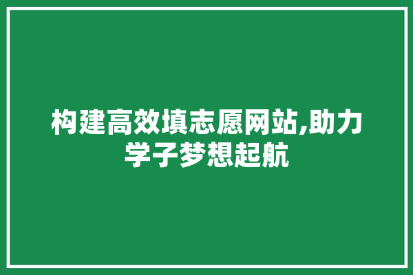 构建高效填志愿网站,助力学子梦想起航