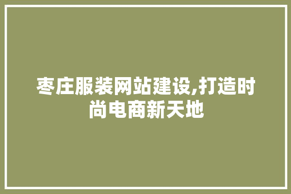 枣庄服装网站建设,打造时尚电商新天地