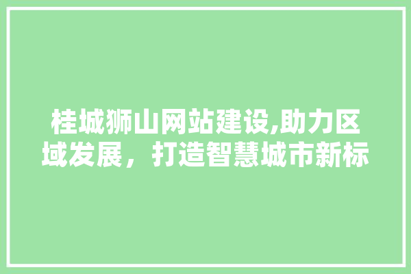 桂城狮山网站建设,助力区域发展，打造智慧城市新标杆