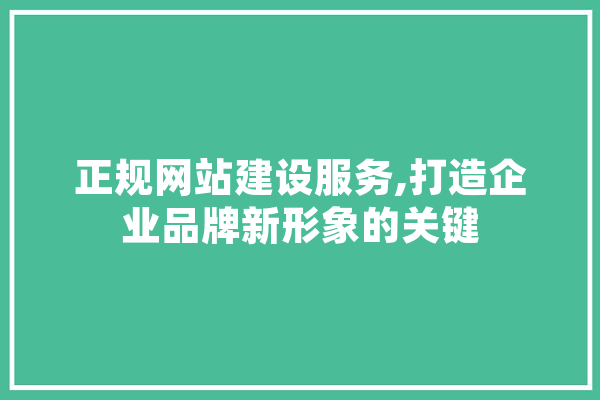 正规网站建设服务,打造企业品牌新形象的关键