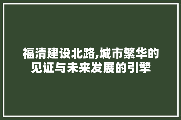 福清建设北路,城市繁华的见证与未来发展的引擎
