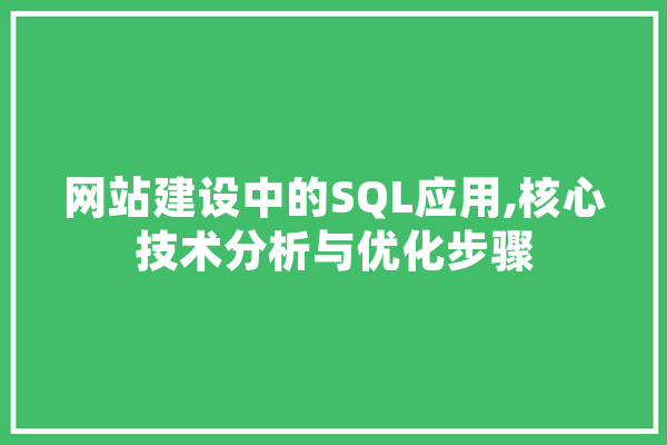 网站建设中的SQL应用,核心技术分析与优化步骤