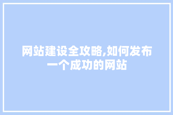 网站建设全攻略,如何发布一个成功的网站