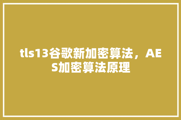 tls13谷歌新加密算法，AES加密算法原理