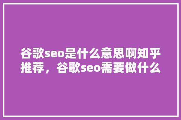 谷歌seo是什么意思啊知乎推荐，谷歌seo需要做什么的