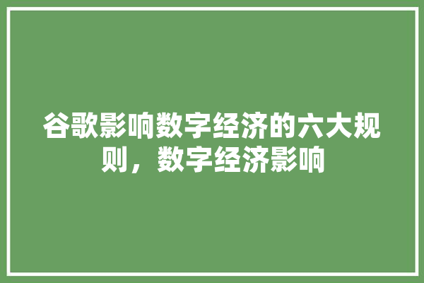 谷歌影响数字经济的六大规则，数字经济影响