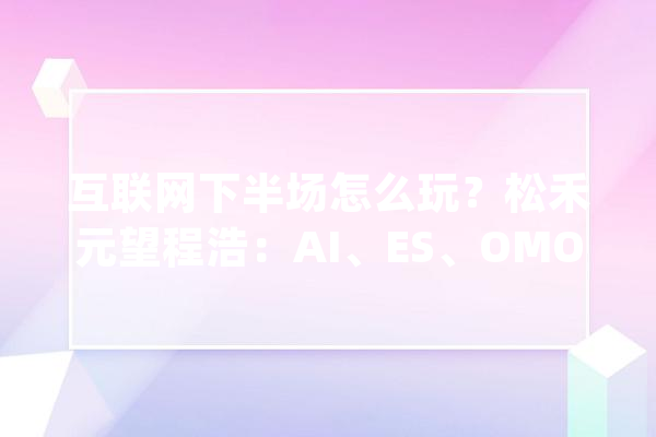 互联网下半场怎么玩？松禾元望程浩：AI、ES、OMO是三大年夜关键词_互联网_线上