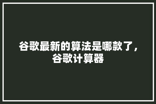 谷歌最新的算法是哪款了，谷歌计算器