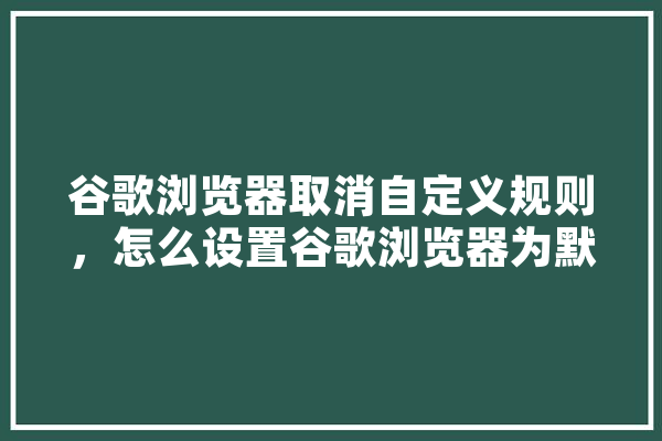 谷歌浏览器取消自定义规则，怎么设置谷歌浏览器为默认浏览器
