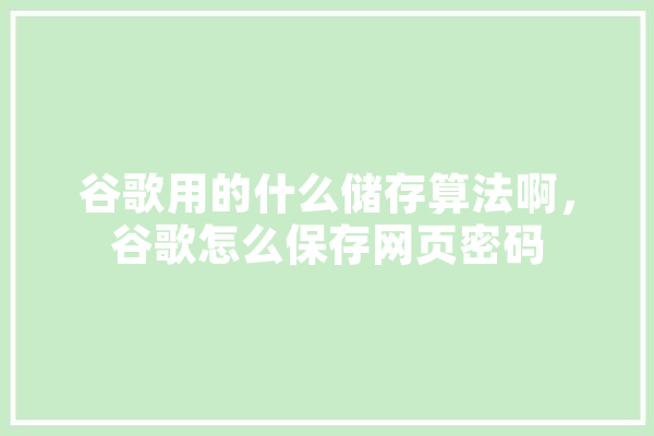 谷歌用的什么储存算法啊，谷歌怎么保存网页密码