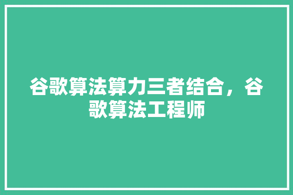谷歌算法算力三者结合，谷歌算法工程师