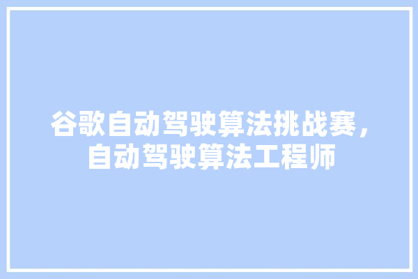 谷歌自动驾驶算法挑战赛，自动驾驶算法工程师