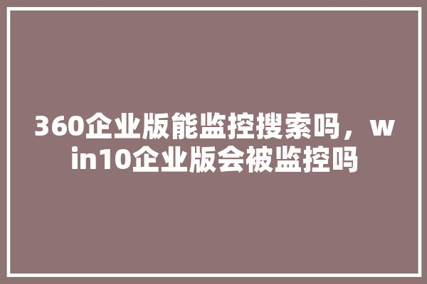 360企业版能监控搜索吗，win10企业版会被监控吗