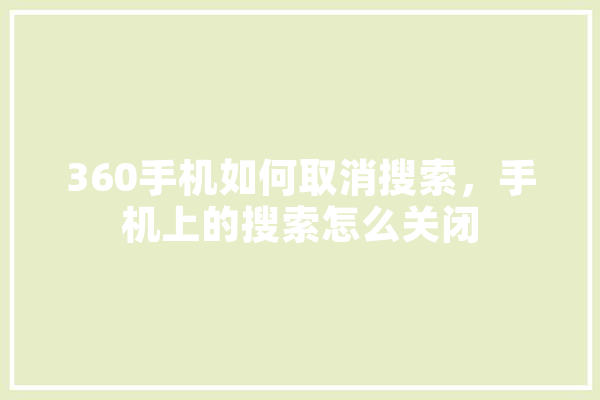 360手机如何取消搜索，手机上的搜索怎么关闭