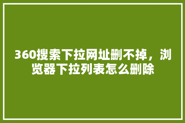 360搜索下拉网址删不掉，浏览器下拉列表怎么删除