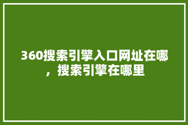 360搜索引擎入口网址在哪，搜索引擎在哪里 科技快讯