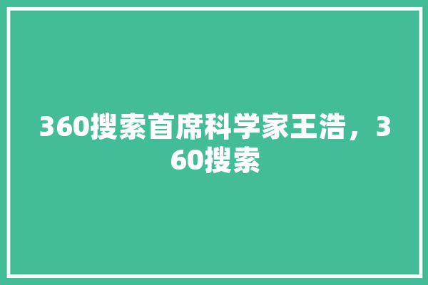 360搜索首席科学家王浩，360搜索