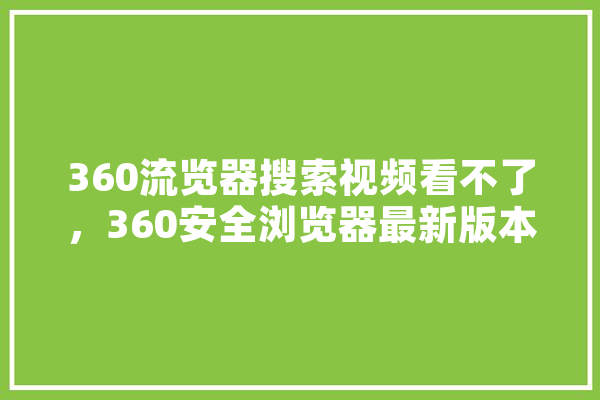 360流览器搜索视频看不了，360安全浏览器最新版本