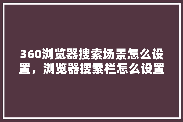 360浏览器搜索场景怎么设置，浏览器搜索栏怎么设置