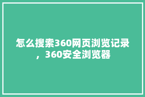 怎么搜索360网页浏览记录，360安全浏览器 智能助手