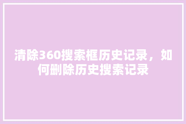 清除360搜索框历史记录，如何删除历史搜索记录 云服务