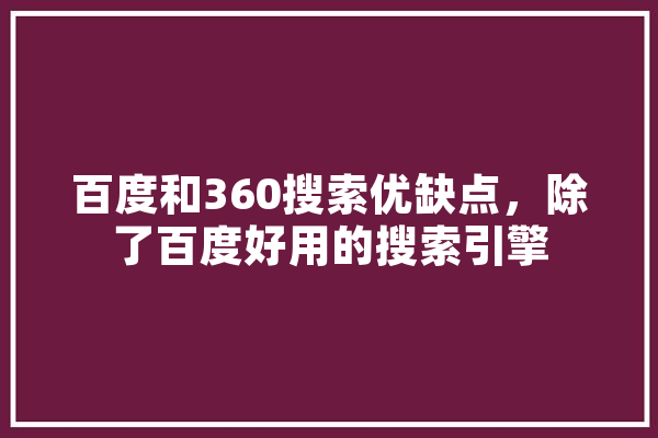 百度和360搜索优缺点，除了百度好用的搜索引擎