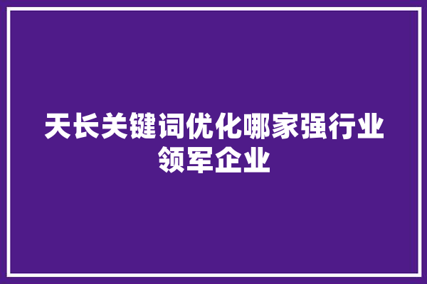 天长关键词优化哪家强行业领军企业 AI简讯