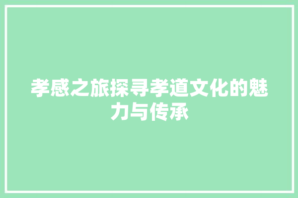孝感之旅探寻孝道文化的魅力与传承