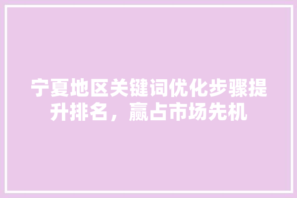 宁夏地区关键词优化步骤提升排名，赢占市场先机