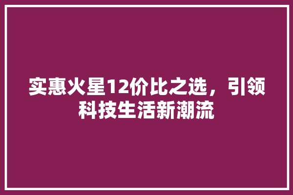 实惠火星12价比之选，引领科技生活新潮流 计算机