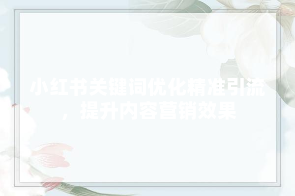 小红书关键词优化精准引流，提升内容营销效果